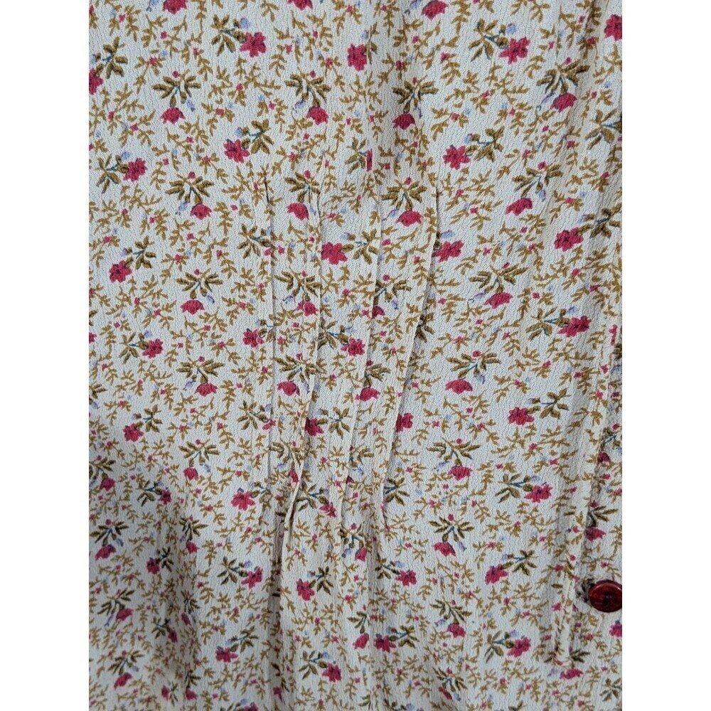 VTG Y2K Babydoll Top Long Sleeve Ruffle Calico Floral Crinkle Coquette Sz 1X - Picture 5 of 8